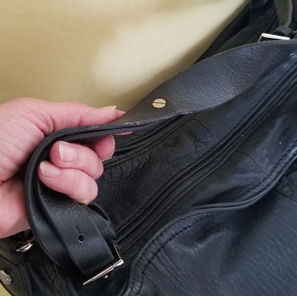 Zara Expandable Boho Black Travel Bag Genuine Leather - Picture 14 of 14